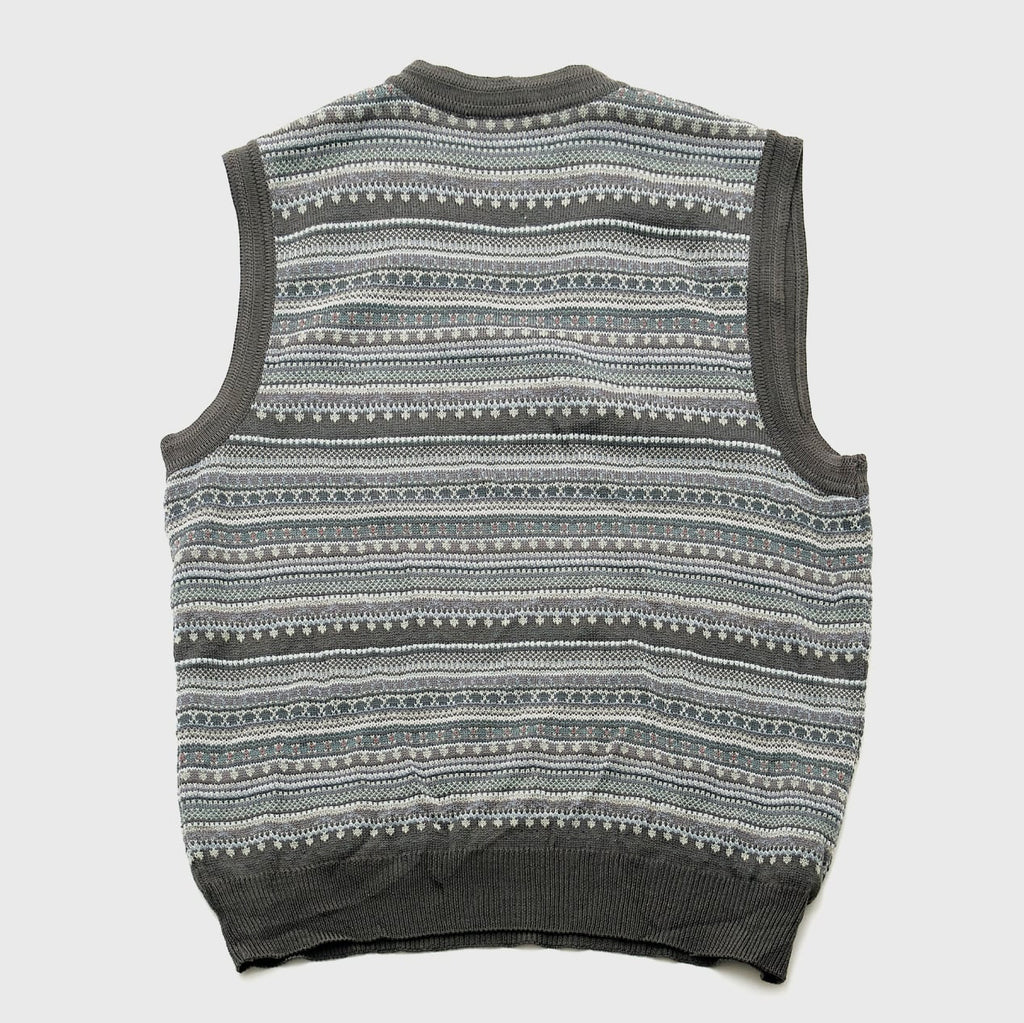 Gray V-Neck Fairisle Vest