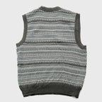 Gray V-Neck Fairisle Vest