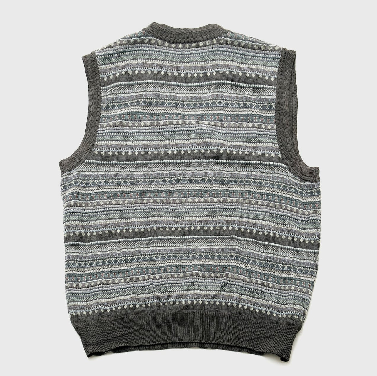 Gray V-Neck Fairisle Vest