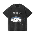 The Living Fish Vintage Wash Japanese Design T-Shirt