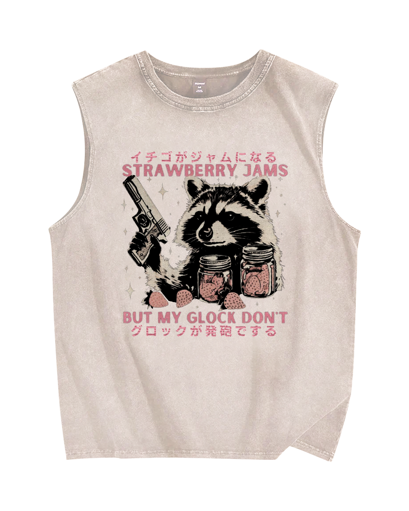 Strawberry Jam and Glock Vintage Distressed Washed Tank Top