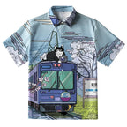 Black Cat On The Train Button-up Shirt