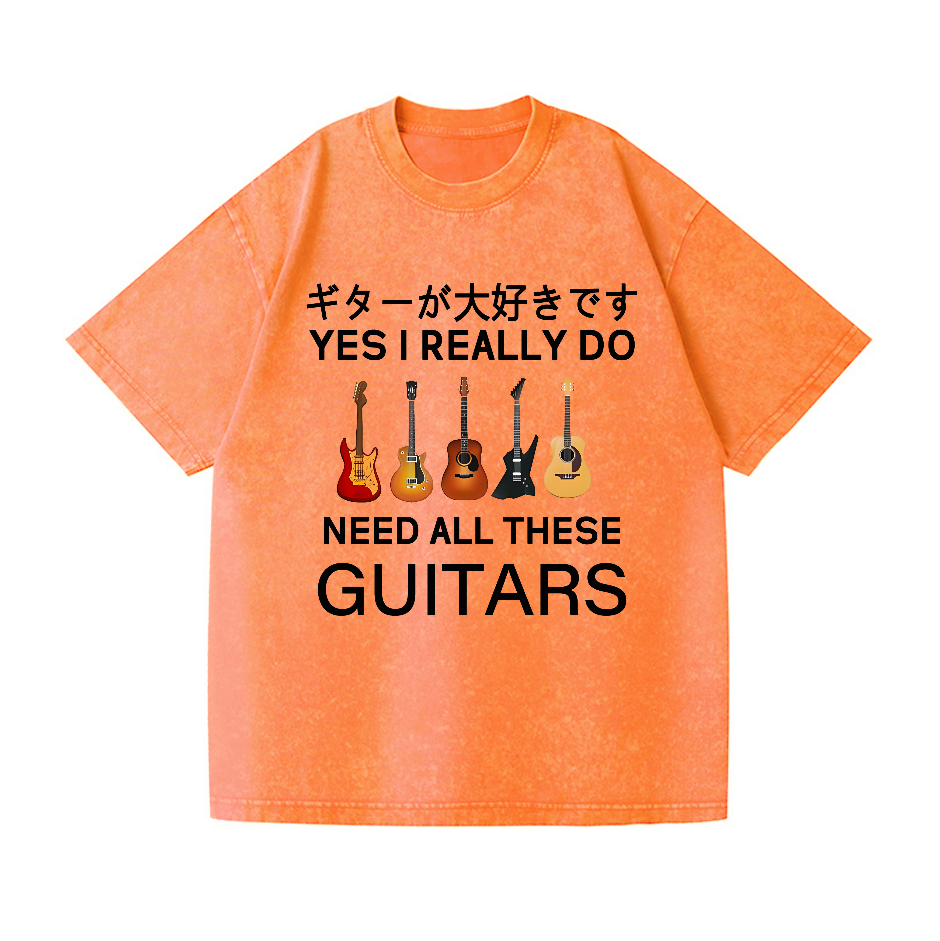 Guitars Vintage Wash Japanese Design T-Shirt