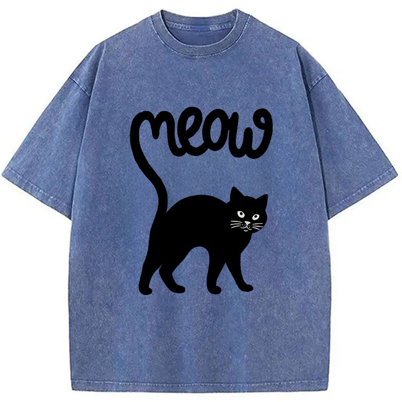 Funny Cat Tail Washed T-Shirt