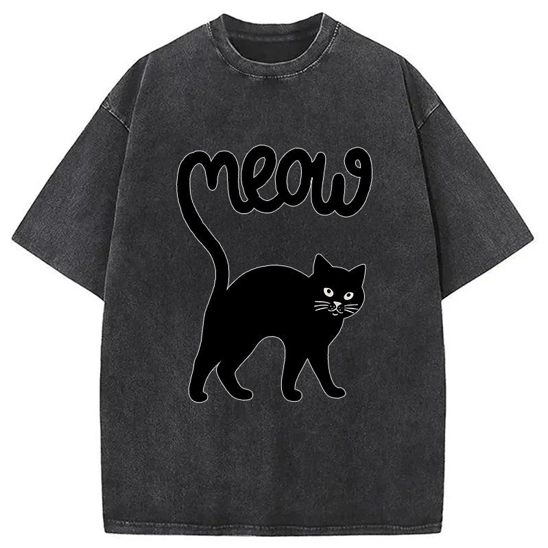 Funny Cat Tail Washed T-Shirt