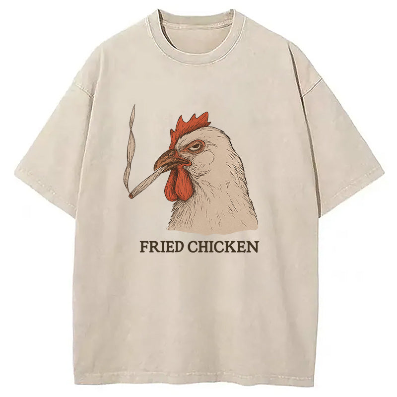 Fried Chicken 420 Smoking Meme Washed T-Shirt