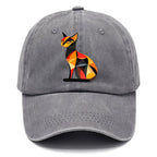 Geometric Cat In Thought Washed Cap