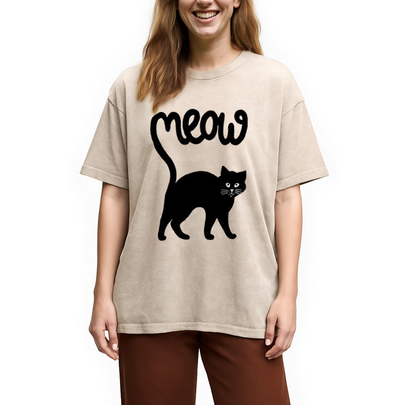 Funny Cat Tail Washed T-Shirt