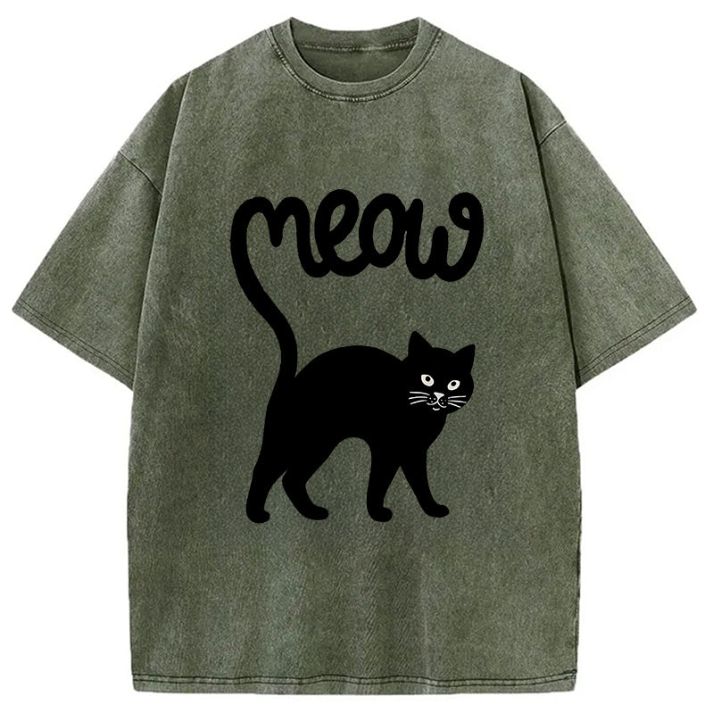 Funny Cat Tail Washed T-Shirt