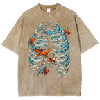 Fish & Wave Bone Art Vintage Cozy T Shirt