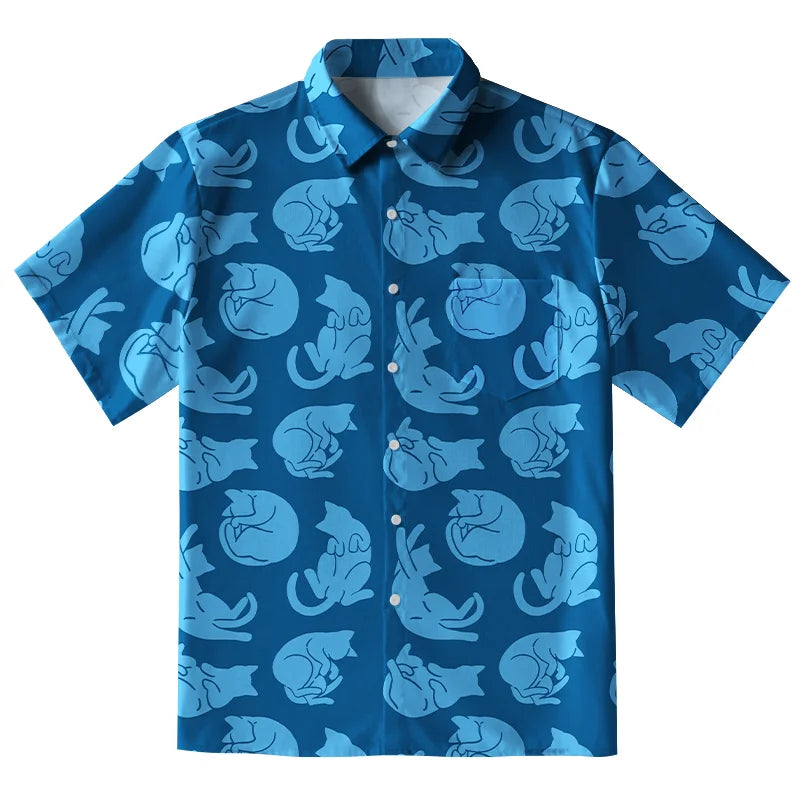 Cats In Different Actions Button-up Shirt