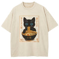 Vintage Cat Eating Ramen Washed T-Shirt