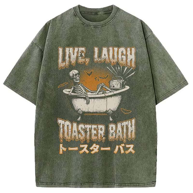 Skeleton Taking A Bath Washed T-Shirt