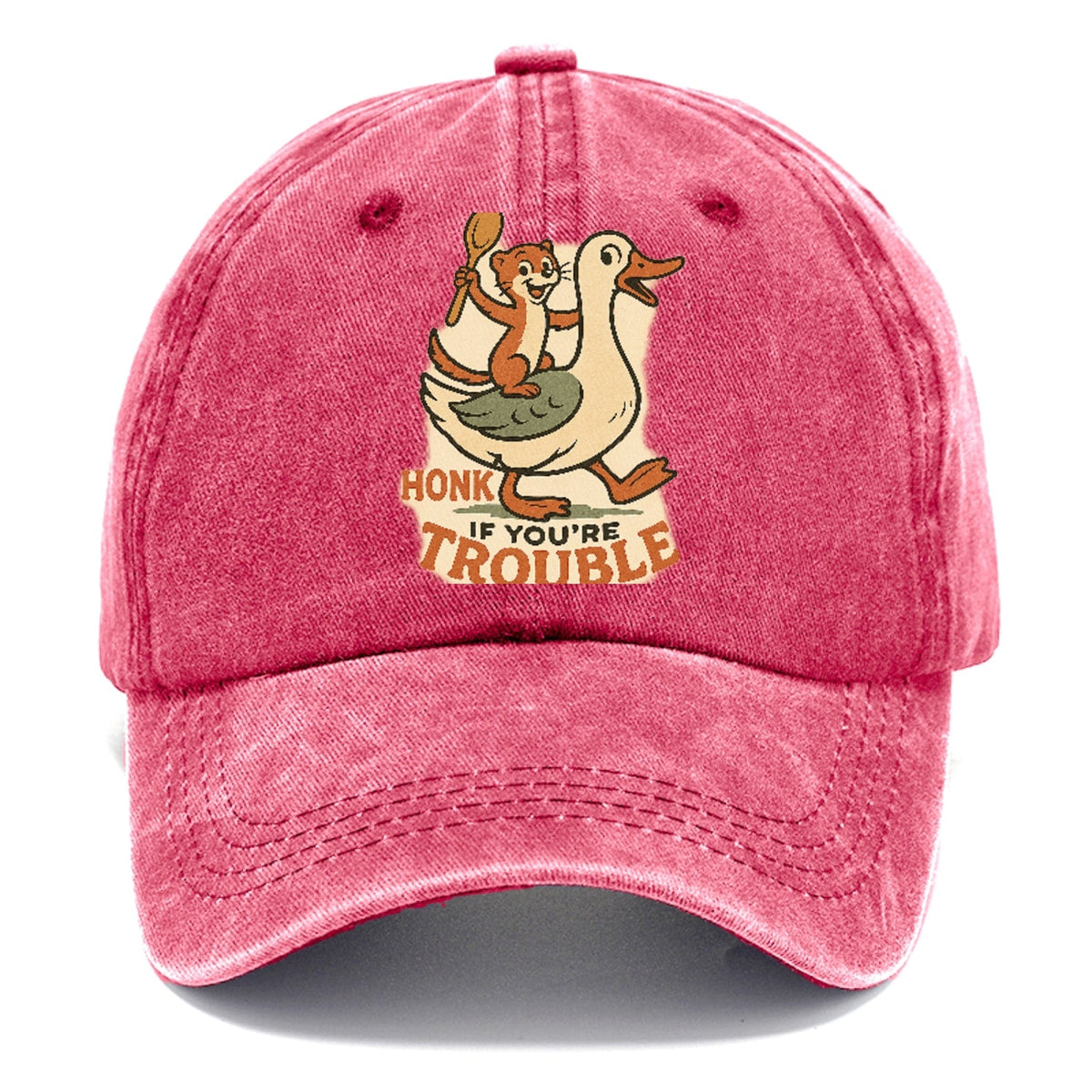Trouble Cartoon Washed Cap