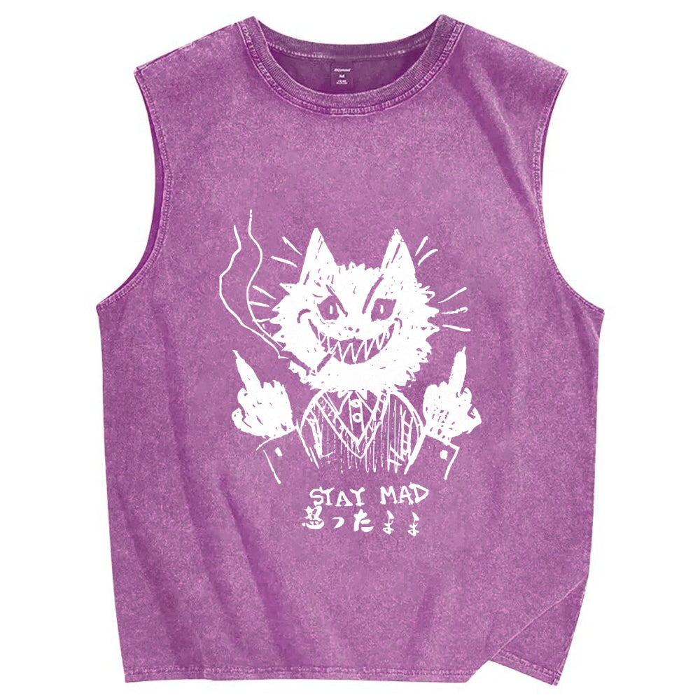 Stay Mad Vintage Distressed Washed Tank Top