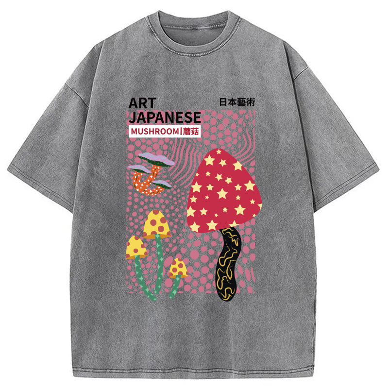 Japanese Art Mushroom Vintage Washed T-Shirt