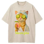 Orange Cat Meowjito Washed T-Shirt
