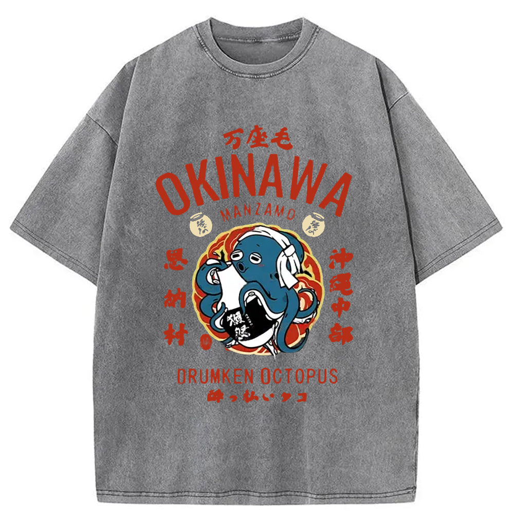 Okinawa Drunken Octopus Washed T-Shirt