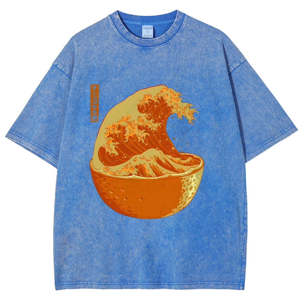 The Great Wave Off Orange Washed T-Shirt