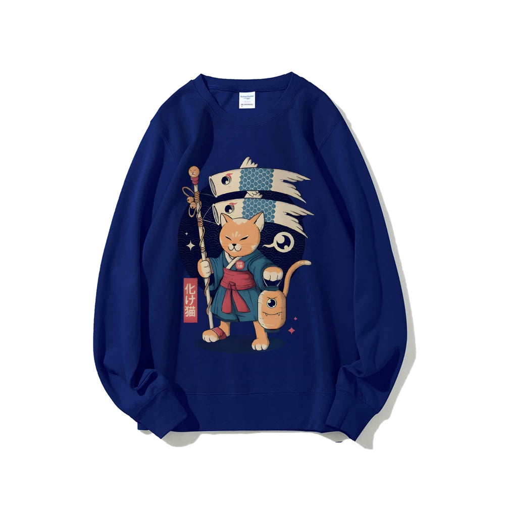 Japanese Cat Cotton Sweatshirt