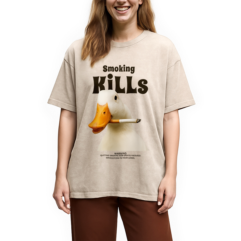 Goose Smoking Funny Meme  Washed T-Shirt