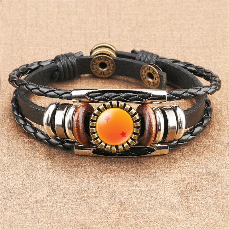 Japanese Anime Dragon Ball Peripheral Accessories Dragon Ball Hand-Woven Time Gem Cowhide Bracelet