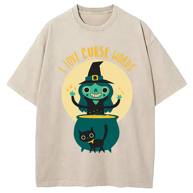 Witch I Love Curse Words Washed T-Shirt