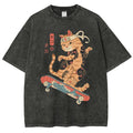 Skate Cat Washed Vintage Short Sleeves T-Shirt