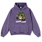 Sumo Fish Daruma Sushi Vintage Washed Thick Cotton Hoodie
