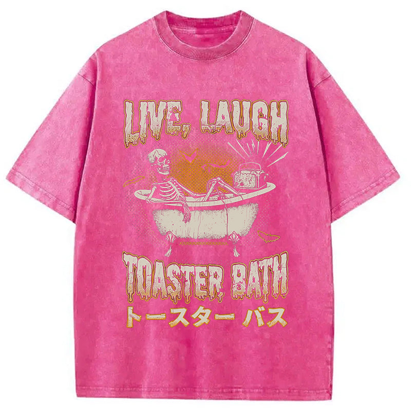 Skeleton Taking A Bath Washed T-Shirt