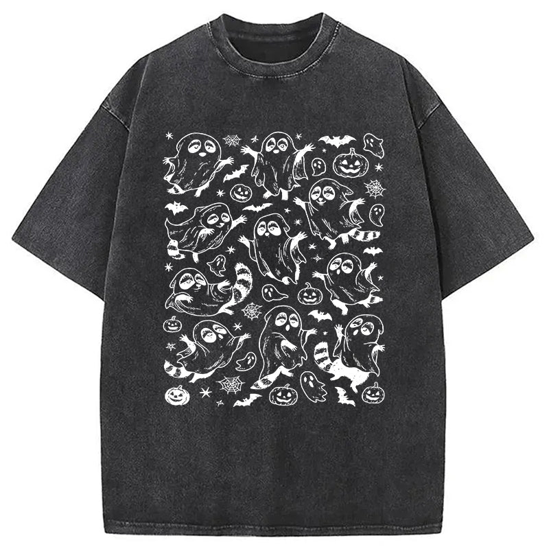 Spooky Ghost Raccoon Washed T-Shirt