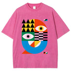 Unisex Bauhaus Art Eye Printed Washed Tee