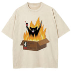 Fragile But Fraeless Cat Washed T-Shirt