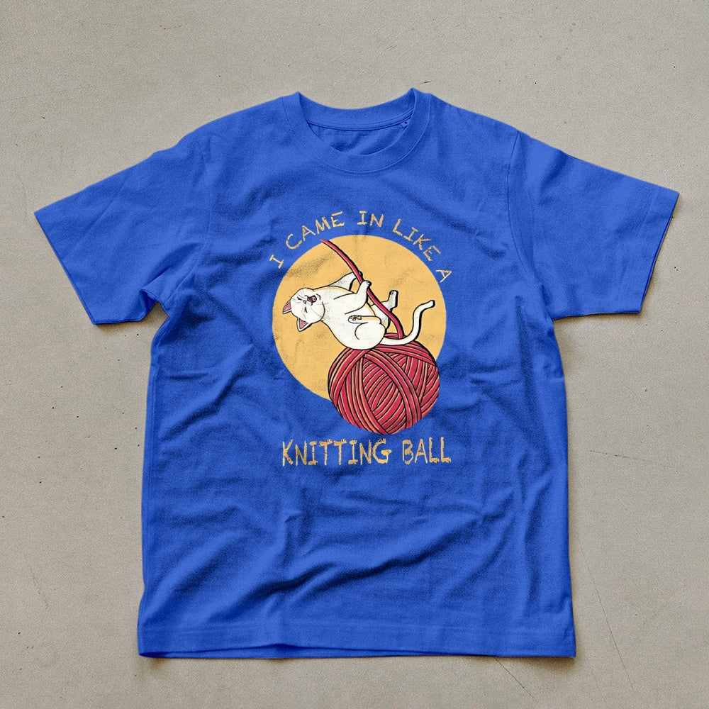 Wool Ball Cat Pattern Unisex Prints T-Shirt