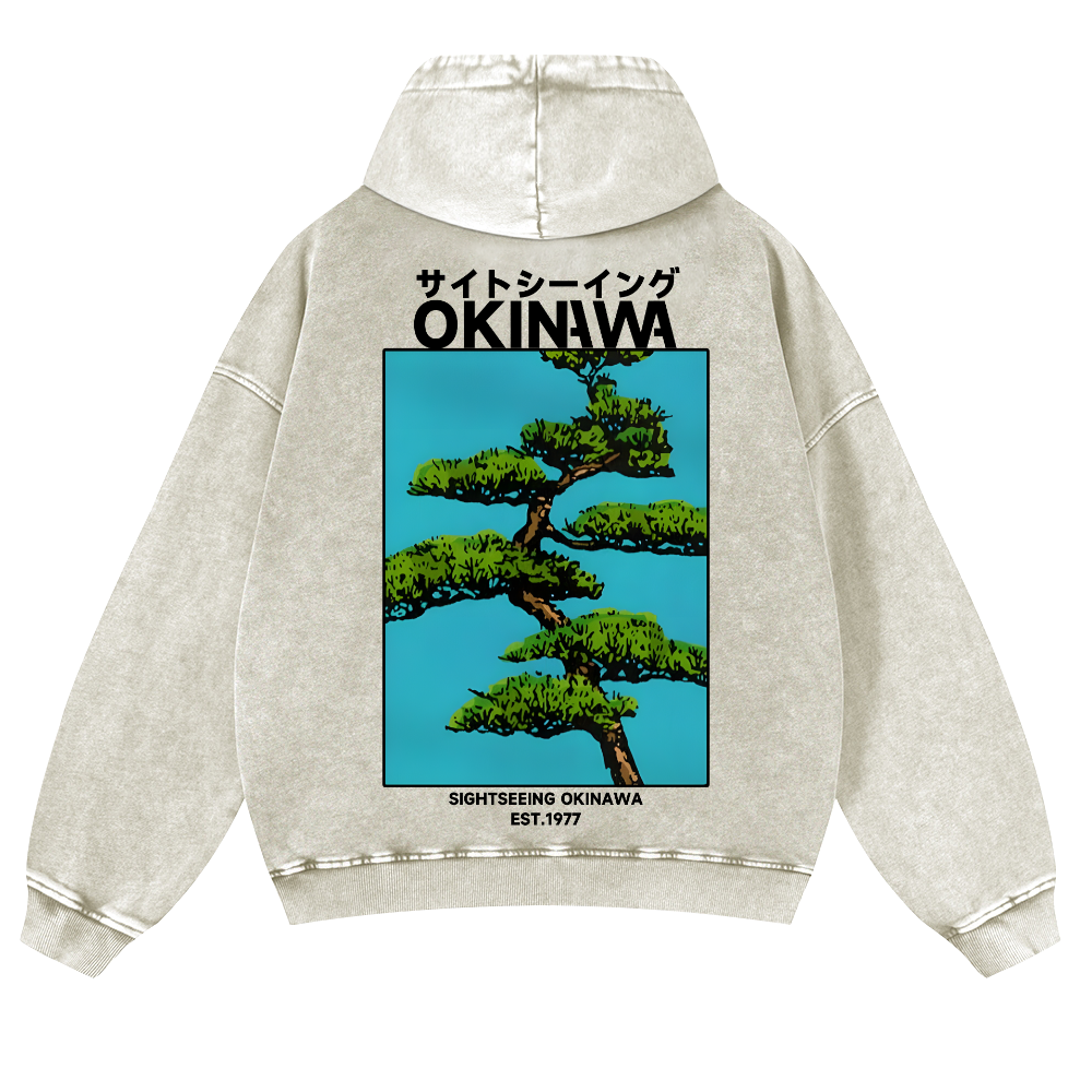 Okinawa Vintage Washed Cotton Back Art Hoodie