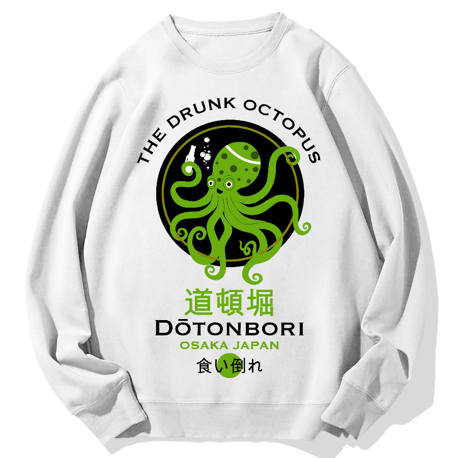 Dotonbori Octopus(Green) Geek Cotton Sweatshirt
