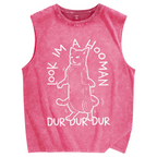 Dancing Cat Vintage Distressed Washed Tank Top