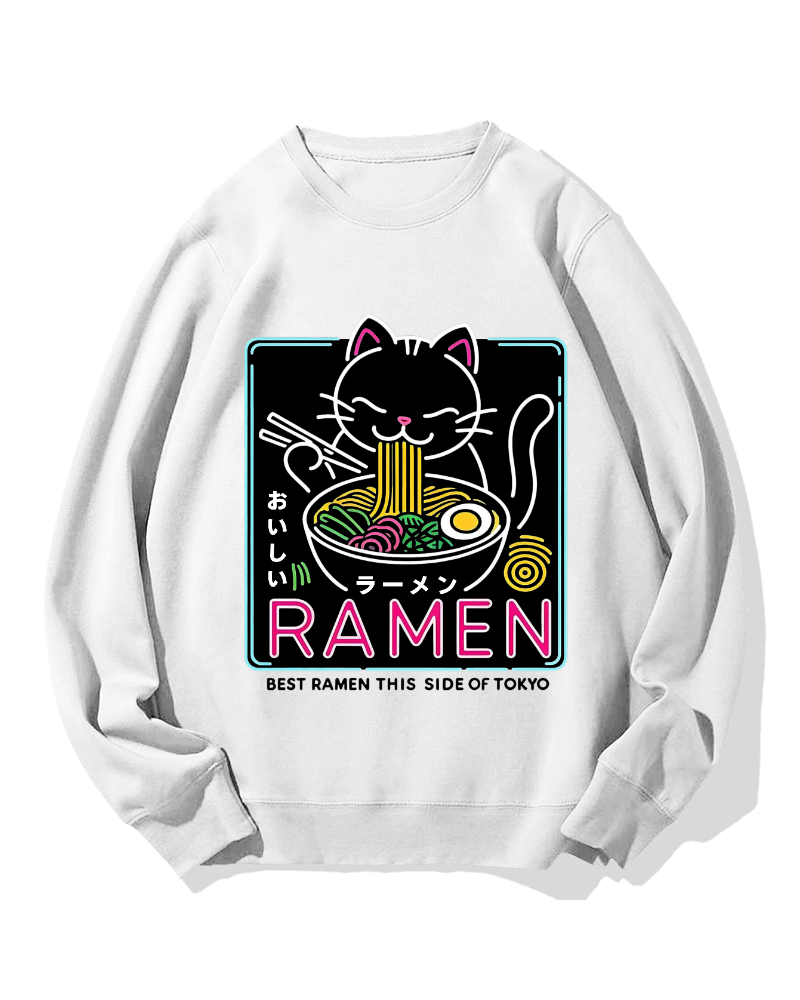 Neon Cat Ramen Cotton Sweatshirt