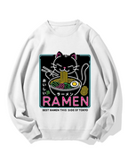 Neon Cat Ramen Cotton Sweatshirt