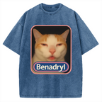 Benadryl Meme Cat Vintage Washed T-shirt