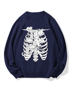 Cat & Skeleton Cotton Sweatshirt