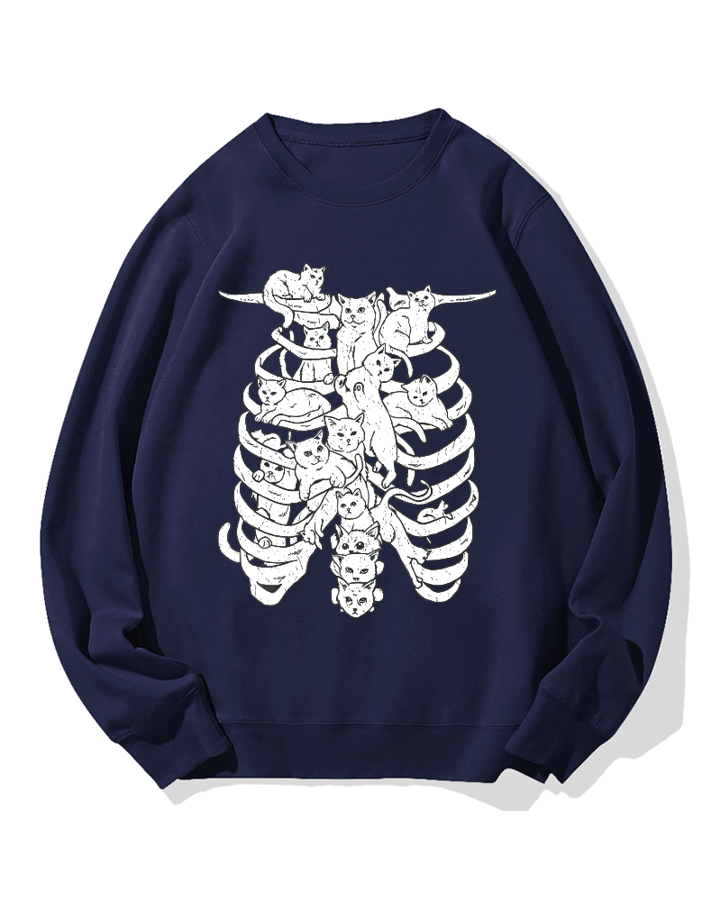 Cat & Skeleton Cotton Sweatshirt