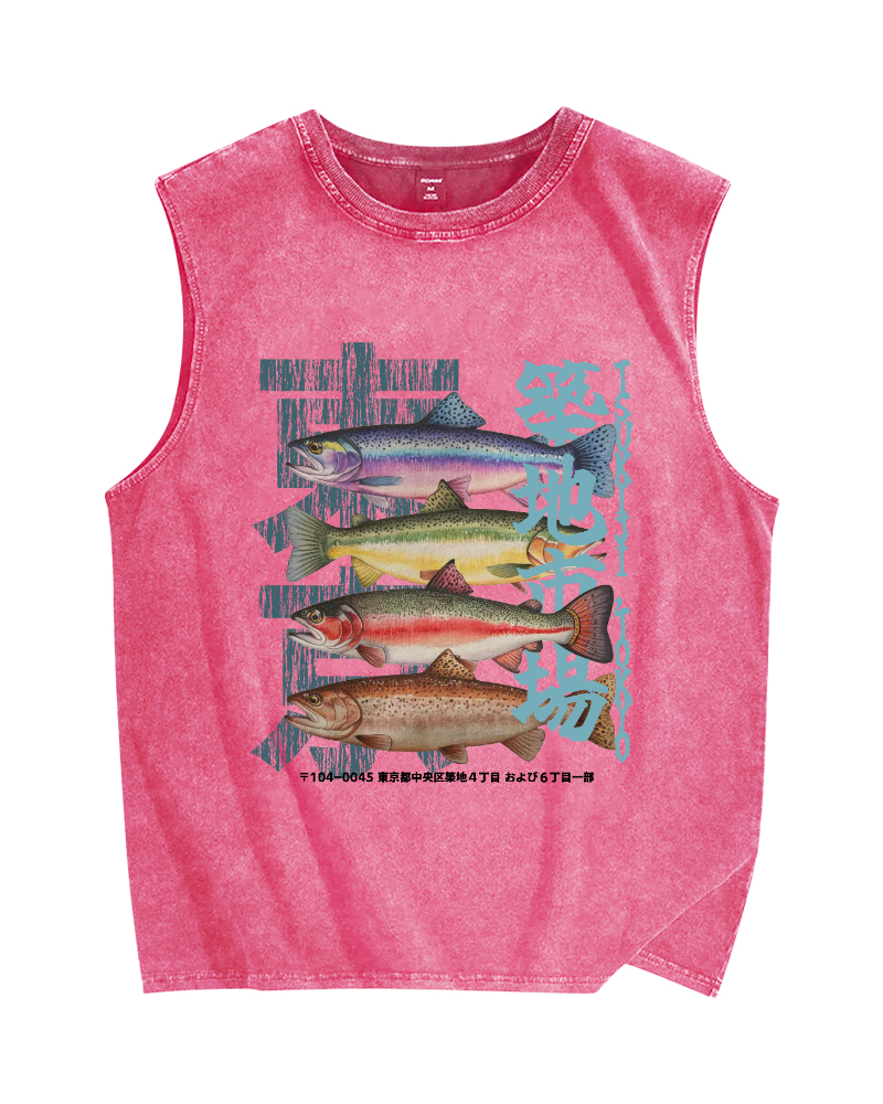 Tsukiji Fish Vintage Distressed Washed Tank Top