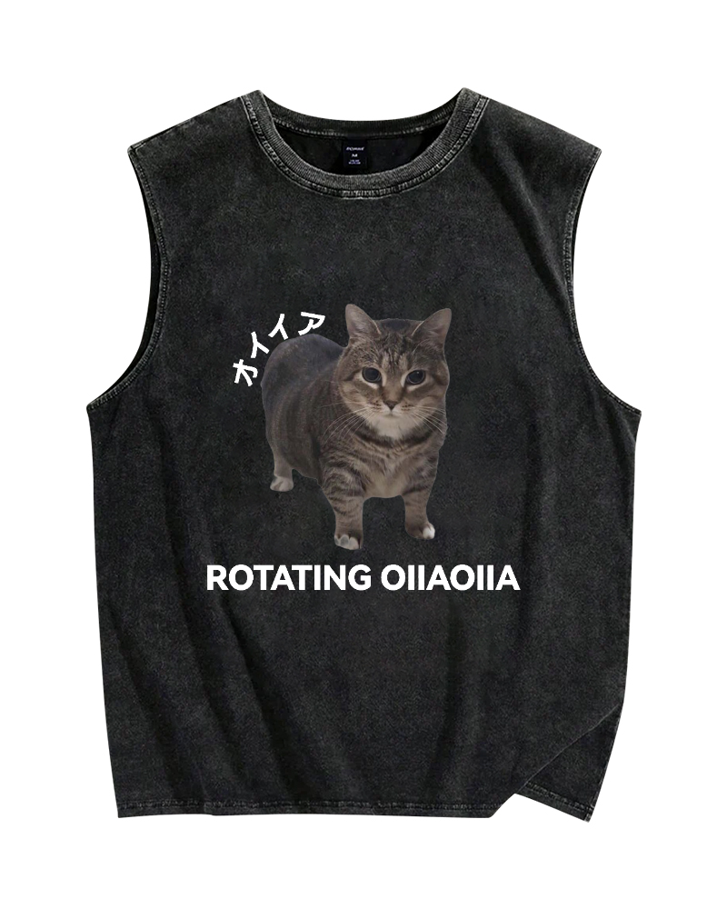 OIIA meme cat Vintage Distressed Washed Tank Top