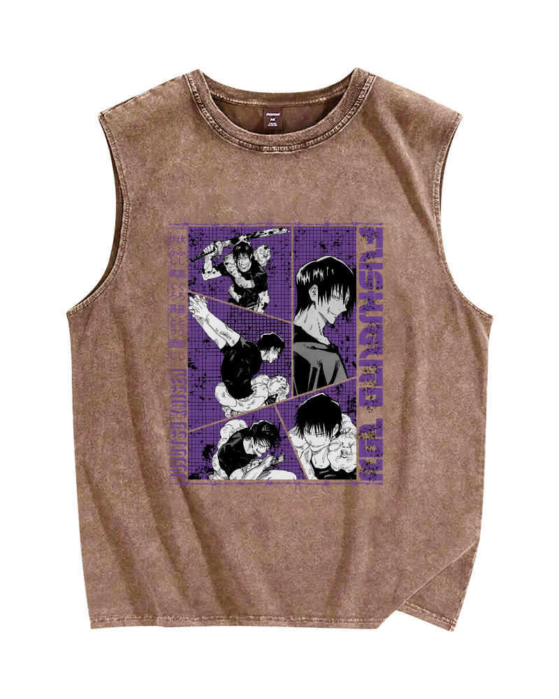 Fukuguro toji Vintage Distressed Washed Tank Top