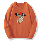 Lamian Noodles and Cat Art Cotton Pullover Sweatshirt