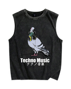 Techno Music Vintage Distressed Washed Tank Top