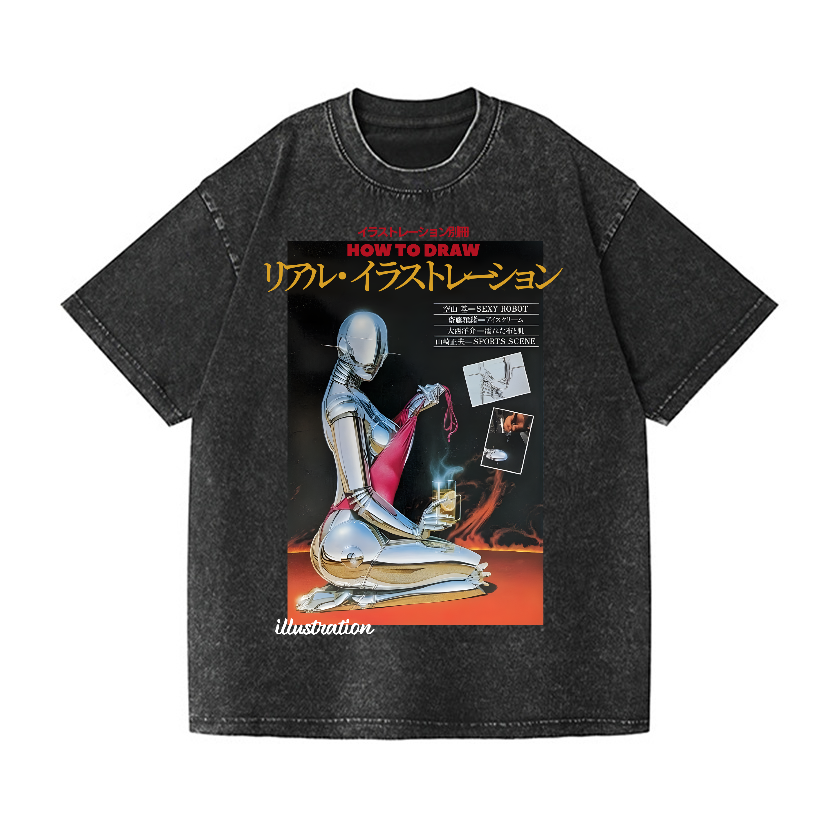 Hajime Sorayama Vintage Wash Japanese Design T-Shirt