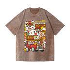 Lucky Cat Vintage Wash Japanese Design T-Shirt