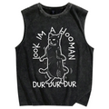 Dancing Cat Vintage Distressed Washed Tank Top